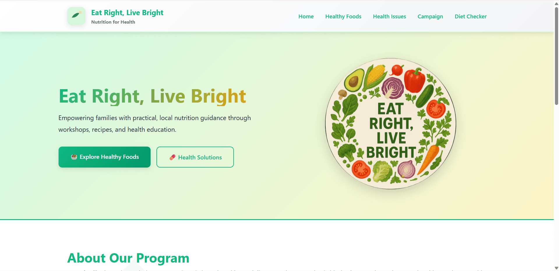 Eat Right, Live Bright - Nutrition Platform
